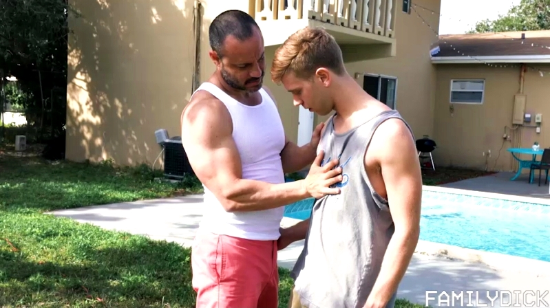 Licking gym stepdad outdoor